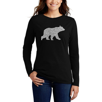 Women's Long Sleeve Word Art Mama Bear T-shirt