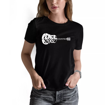 Women's Word Art Peace Love Country Short Sleeve T-shirt