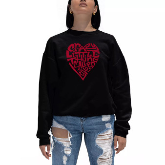 Women's Word Art Crazy Little Thing Called Love Crewneck Sweatshirt