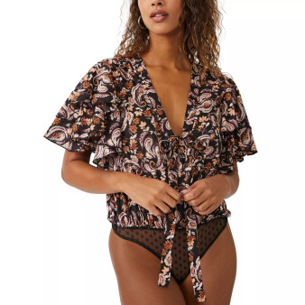 Women's Call Me Later Flutter-Sleeve Bodysuit