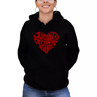 Women's Hooded Word Art Just a Small Town Girl Sweatshirt Top