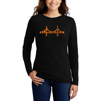 Women's San Francisco Bridge Word Art Long Sleeve T-shirt