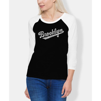 Women's Raglan Word Art Brooklyn Neighborhoods T-shirt