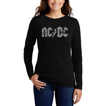 Women's Long Sleeve Word Art ACDC T-shirt