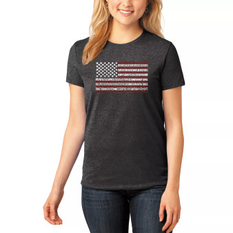 Women's Premium Blend 50 States USA Flag Word Art T-shirt