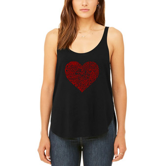 Women's Word Art Country Music Heart Flowy Tank Top