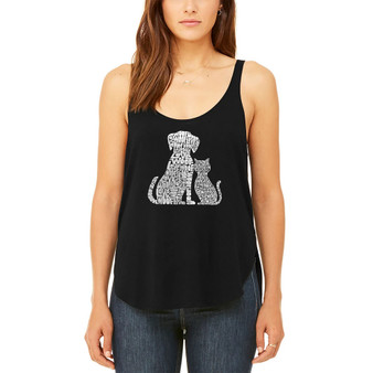 Women's Premium Word Art Flowy Dogs and Cats Tank Top