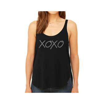 Women's Premium Word Art Flowy Tank Top- Xoxo