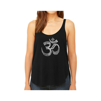 Women's Premium Word Art Flowy Tank Top- Poses Om