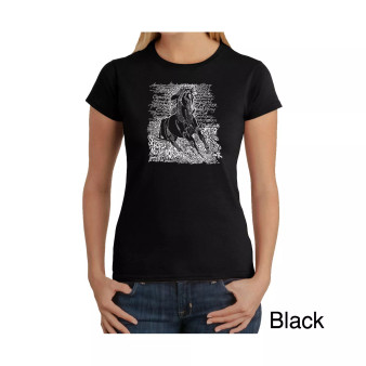 Women's Word Art T-Shirt - Popular Horse Breeds