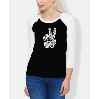 Women's Raglan Word Art Peace Out T-shirt