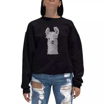 Women's Word Art Crewneck Llama Sweatshirt