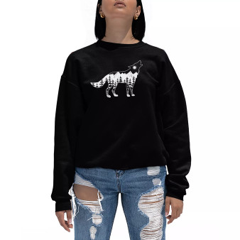 Women's Howling Wolf Word Art Crewneck Sweatshirt