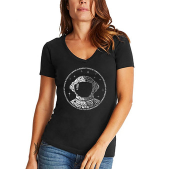 Women's Word Art I Need My Space Astronaut V-Neck T-Shirt