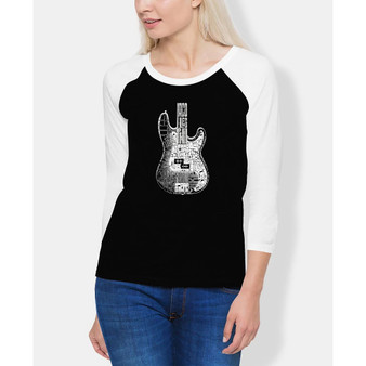 Women's Raglan Word Art Bass Guitar T-shirt