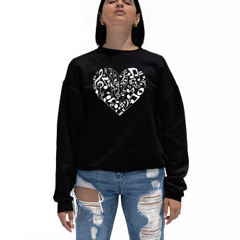 Women's Crewneck Word Art Heart Notes Sweatshirt Top