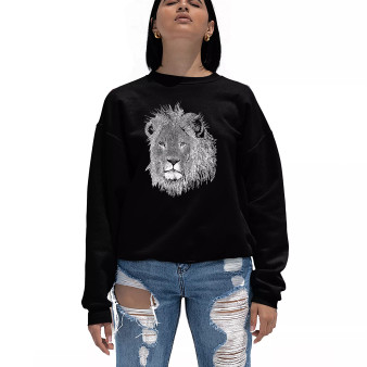 Women's Crewneck Word Art Lion Sweatshirt Top