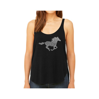Women's Premium Word Art Flowy Tank Top- Horse Breeds