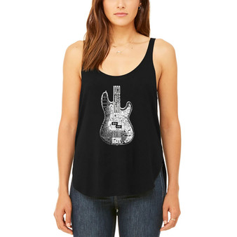 Women's Premium Word Art Flowy Bass Guitar Tank Top