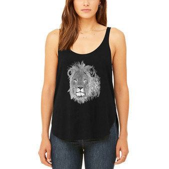 Women's Premium Word Art Flowy Lion Tank Top