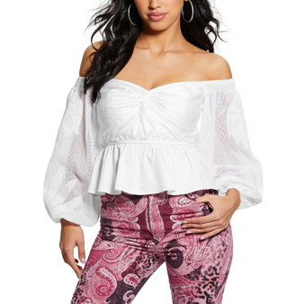 Women's Emma Twist-Front Off-The-Shoulder Peplum Top