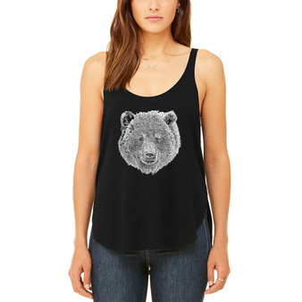 Women's Premium Word Art Flowy Bear Face Tank Top
