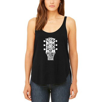 Women's Premium Word Art Flowy Guitar Head Music Genres Tank Top