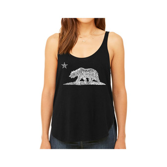 Women's Premium Word Art Flowy Tank Top- California Bear