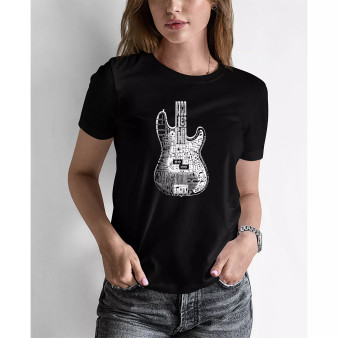 Women's Word Art Bass Guitar T-shirt