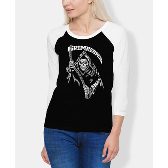 Women's Raglan Grim Reaper Word Art T-shirt