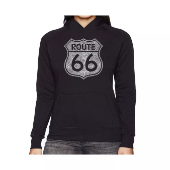 Women's Word Art Hooded Sweatshirt -Cities Along The Legendary Route 66