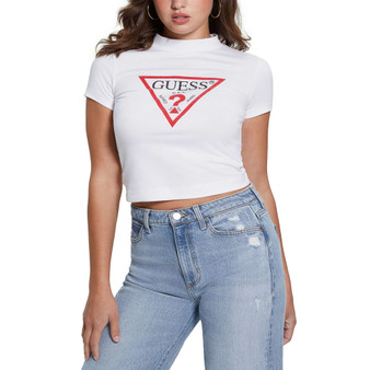 Women's Mock Neck Triangle Logo T-Shirt