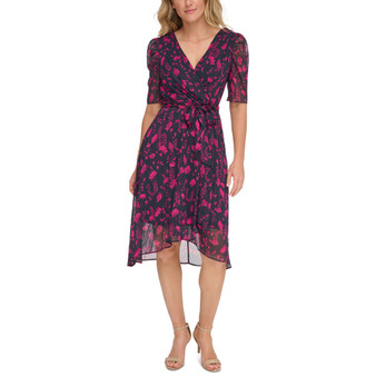Women's Printed Short-Sleeve Fit & Flare Dress