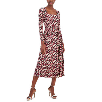Women's Square-Neck Geo-Print Midi Dress