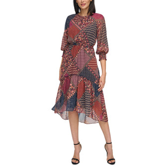 Women's Printed High-Low Midi Dress