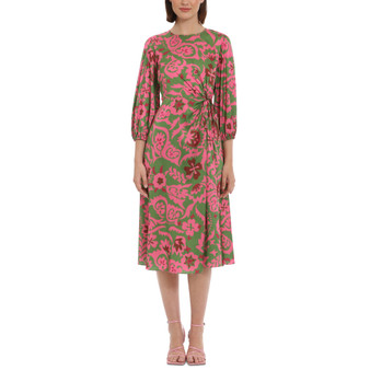 Women's Printed 3/4-Sleeve Midi Dress