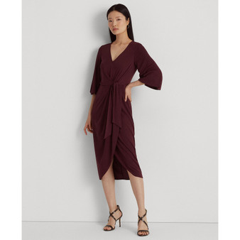 Women's Stretch Jersey Tie-Front Midi Dress