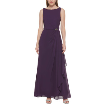 Women's Hardware Detail Boat-Neck Gown