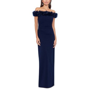 Women's 3D Floral Trim Off-The-Shoulder Gown