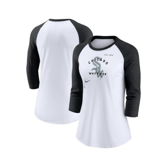 Women's White, Black Chicago White Sox Next Up Tri-Blend Raglan 3/4-Sleeve T-shirt