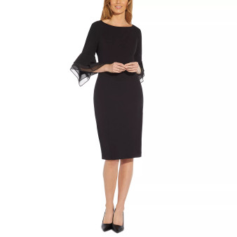 Women's Tiered-Cuff 3/4-Sleeve Sheath Dress