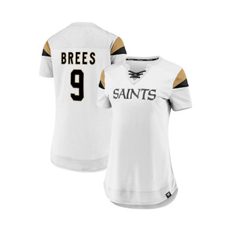 Women's Branded Drew Brees White New Orleans Saints Athena Name and Number Fashion Top