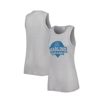 Women's Gray Miami Marlins Tri-Blend Tank Top