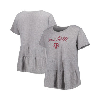 Women's Gray Texas A&M Aggies Willow Ruffle-Bottom T-shirt