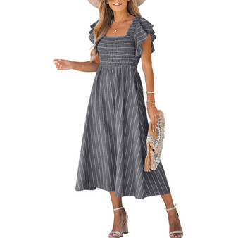 Women's Pinstriped Smocked Beach Dress