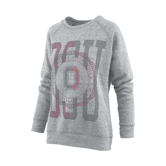Women's Heather Gray Ohio State Buckeyes Knobi Raglan Pullover Sweatshirt