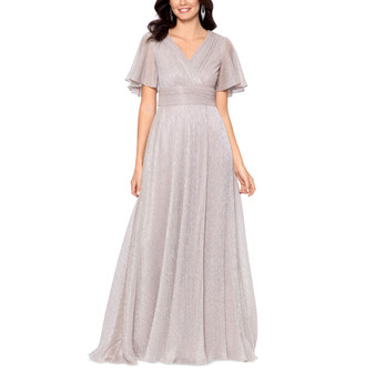 Women's Metallic Flutter-Sleeve Gown
