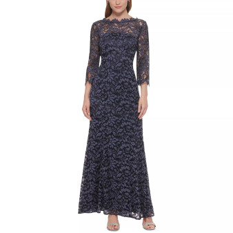 Women's Lace 3/4-Sleeve Mermaid Gown