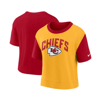 Women's Red, Gold Kansas City Chiefs High Hip Fashion T-shirt