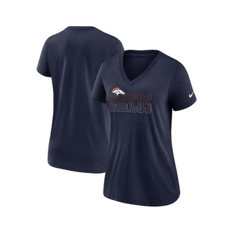 Women's Heathered Navy Denver Broncos Lock Up Tri-Blend V-Neck T-shirt